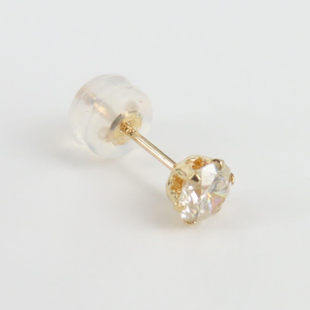 さ*0様 K18YG ダイヤモンド0.35ct 片耳ピアス　一粒ピアス　ブラウン