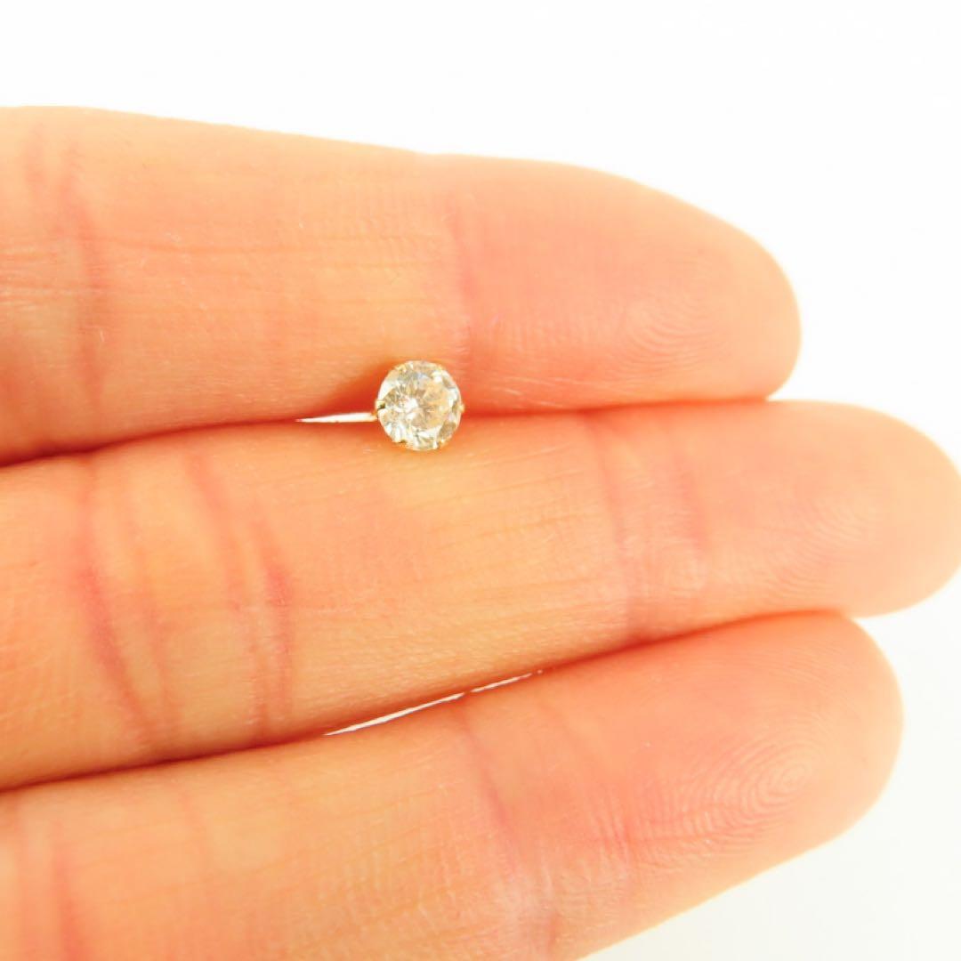 さ*0様 K18YG ダイヤモンド0.35ct 片耳ピアス　一粒ピアス　ブラウン