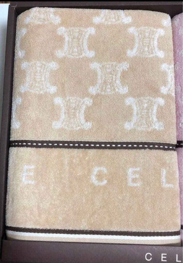 セリーヌ　マカダム柄　タオルケット　2枚セット　ベージュ　ピンク　CELINE