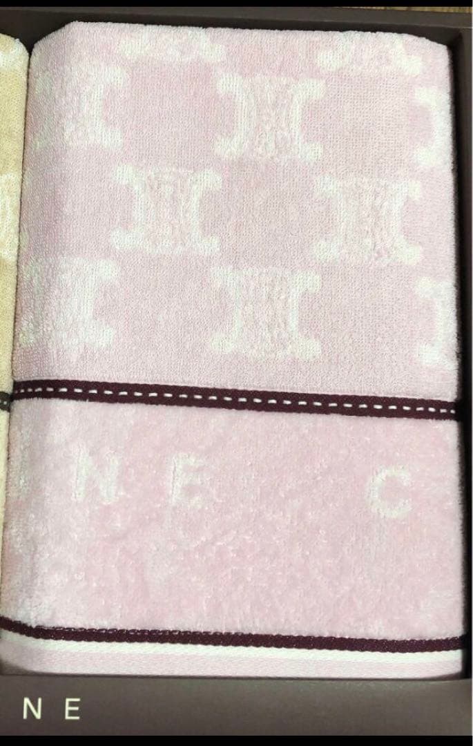 セリーヌ　マカダム柄　タオルケット　2枚セット　ベージュ　ピンク　CELINE