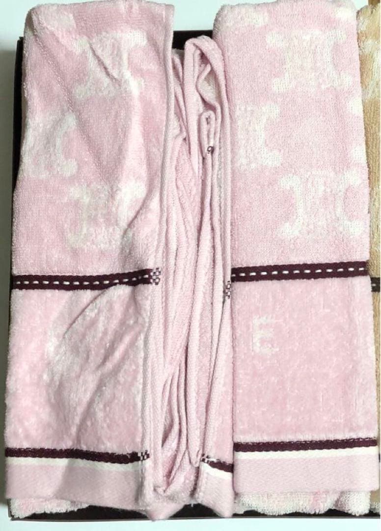 セリーヌ　マカダム柄　タオルケット　2枚セット　ベージュ　ピンク　CELINE