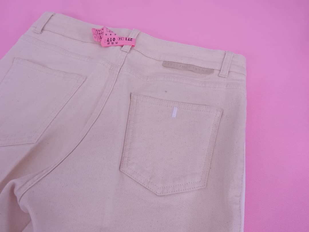 ステラマッカートニー　ワイドコットンデニムパンツ　バギー　ホワイトライトベージュ