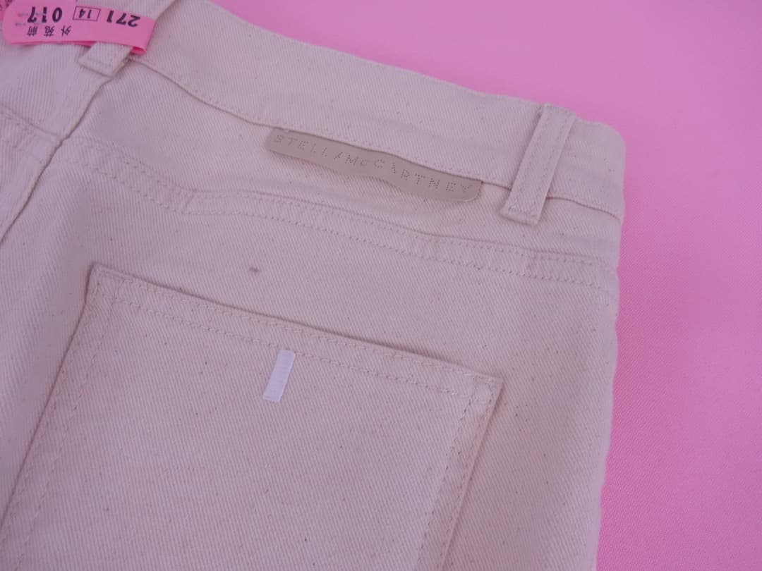 ステラマッカートニー　ワイドコットンデニムパンツ　バギー　ホワイトライトベージュ