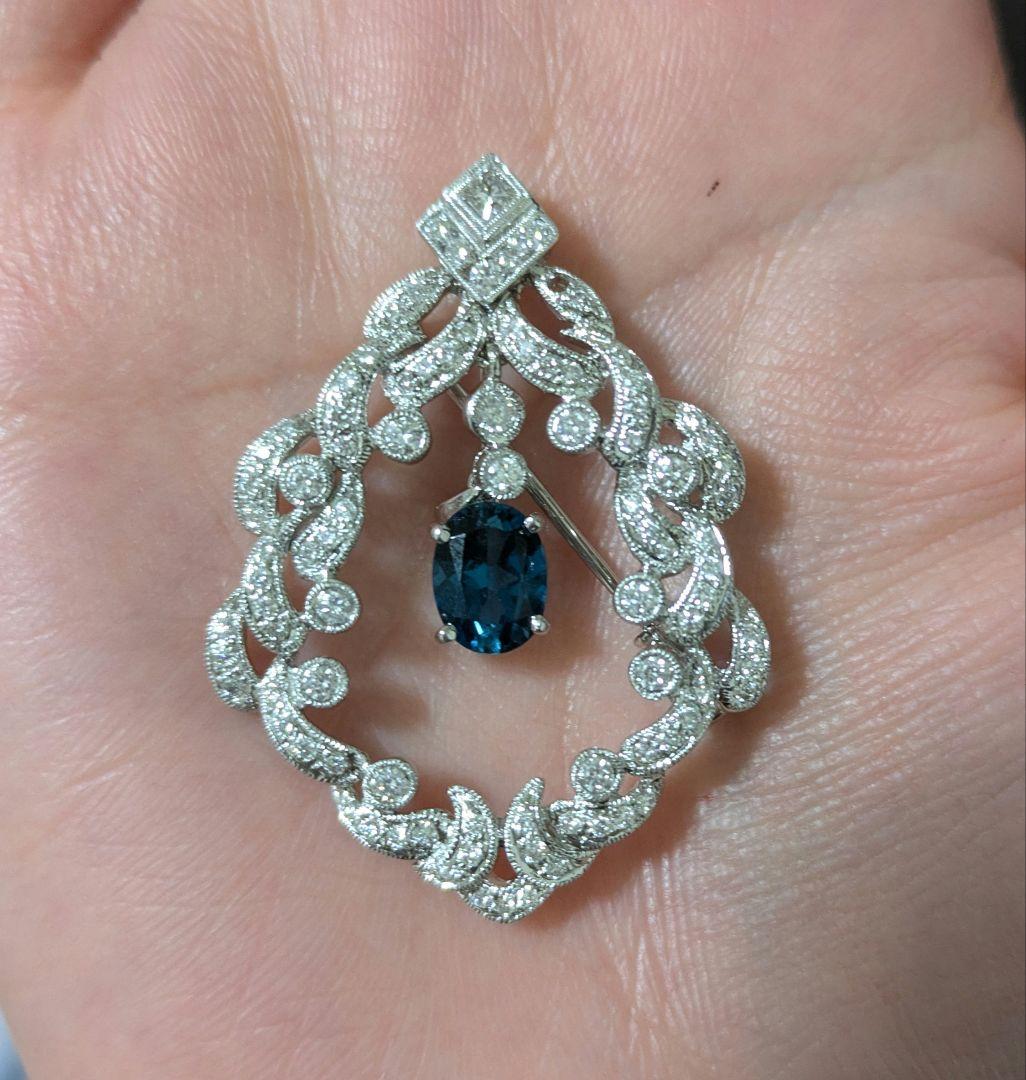 き*ん様 K18+Pt900ブルートパーズネックレストップ