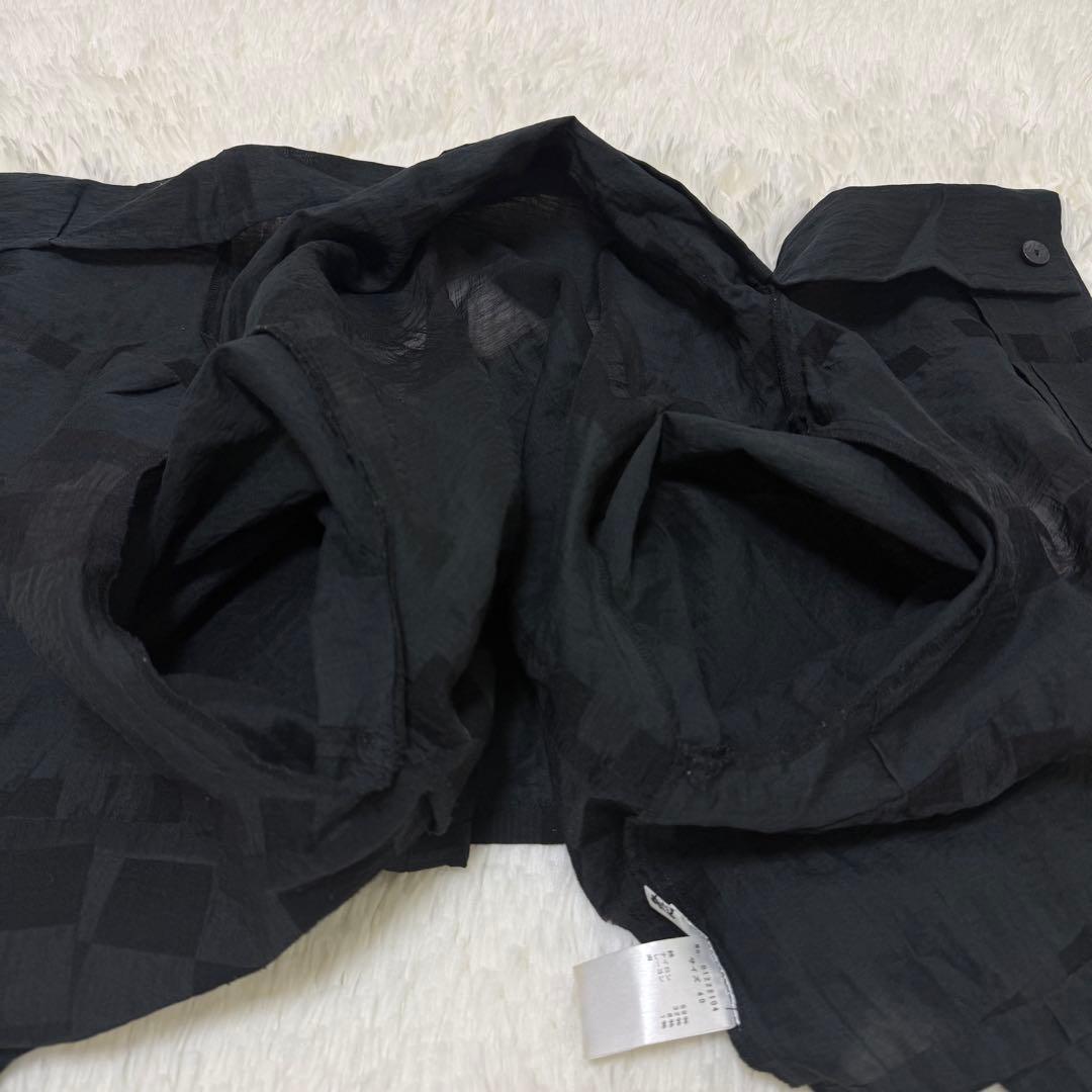 [美品] 慈雨　センソユニコ　ジャケット　変形　チェック　リネン混　ブラック　L