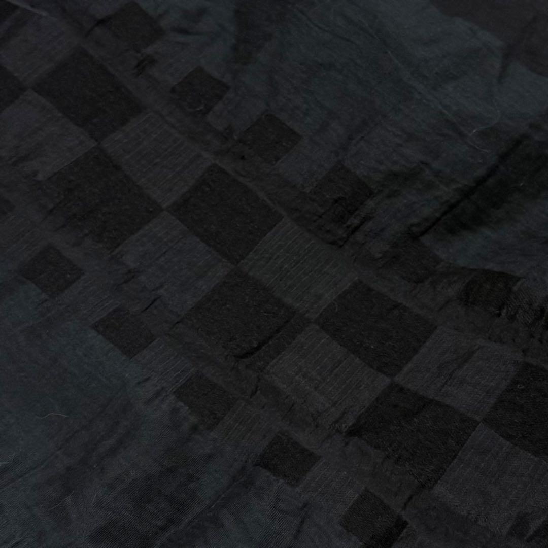 [美品] 慈雨　センソユニコ　ジャケット　変形　チェック　リネン混　ブラック　L