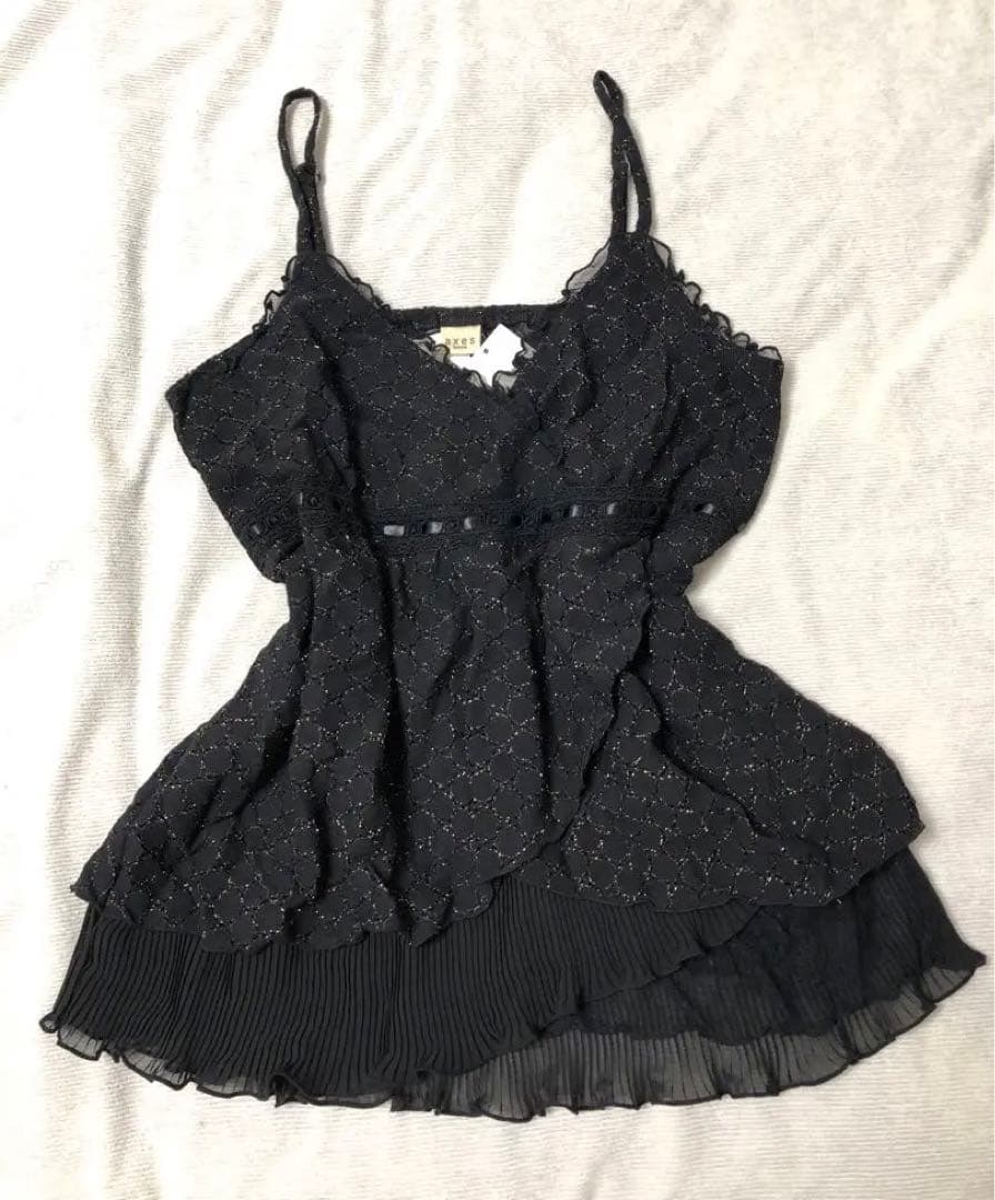 希少axes femmeレース付きフリル黒キャミソール　リズリサ姫系