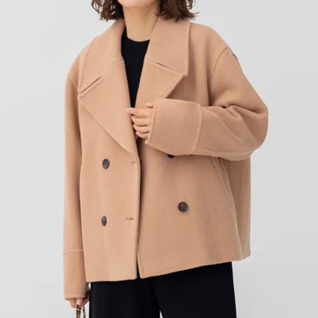 23区 ヘリンボーン ショート ピーコート 大きいサイズ 46 2022AW✨