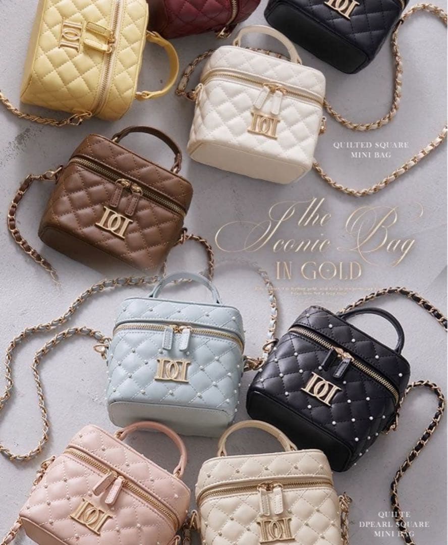 Darich キルティング パール スクエア ミニバッグ BLK