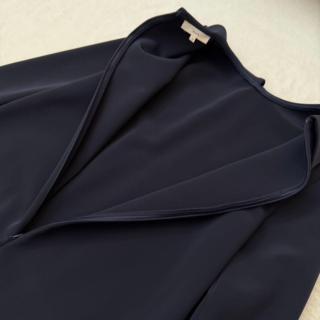 yori ラウンドカラー ドレス　ワンピース　ネイビー　Aライン　セレモニー