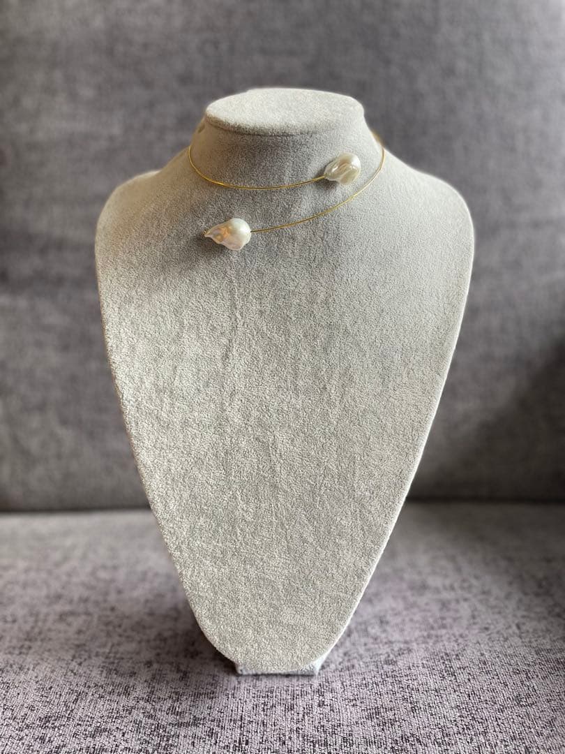 PivoineシルバーグレーバロックパールブレスレットバングルSYG