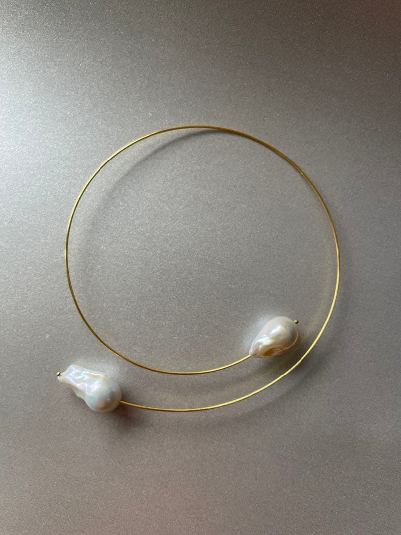 PivoineシルバーグレーバロックパールブレスレットバングルSYG