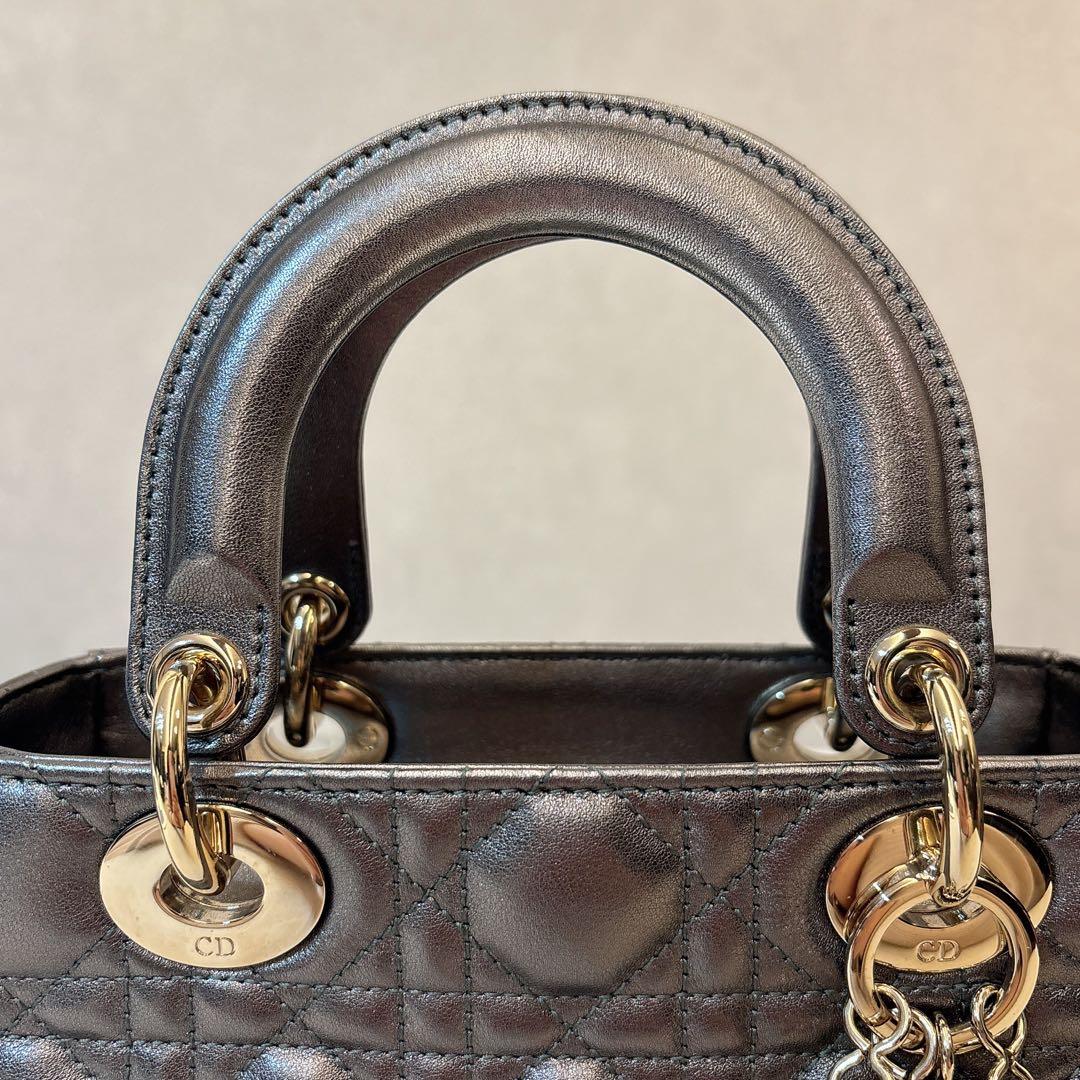 DIOR レディディオールスモール Lady Dior グレー バッグ