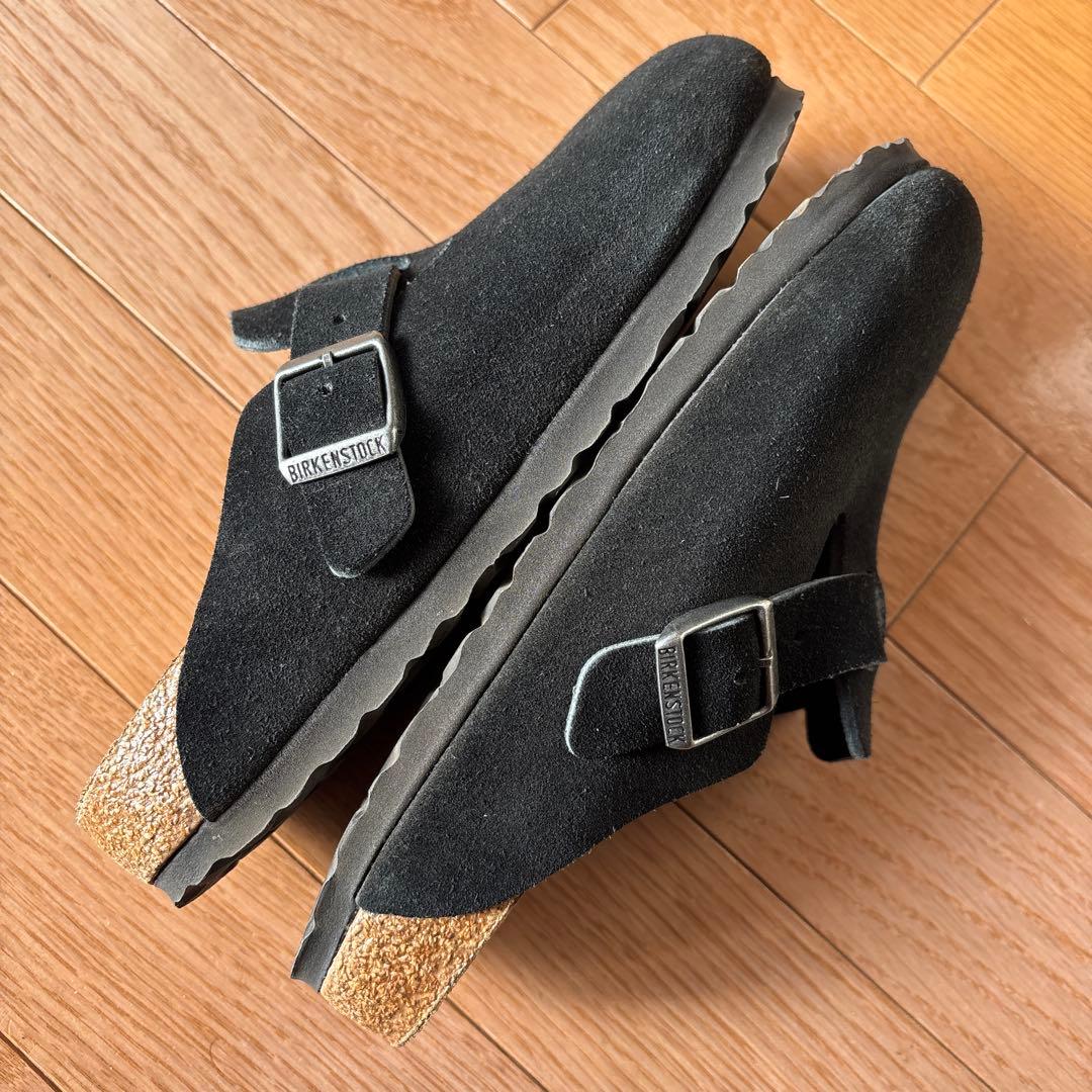 美品！ビルケンシュトック ボストン ブラック 38 24.5 スエード