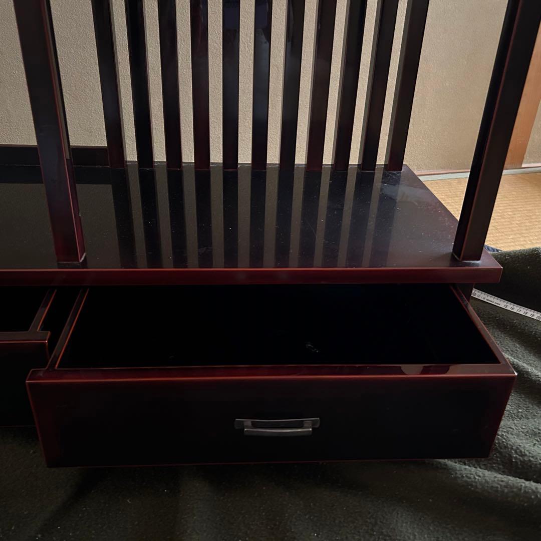 本漆　輪島塗　茶箪笥　モダンなデザイン　ワインレッド