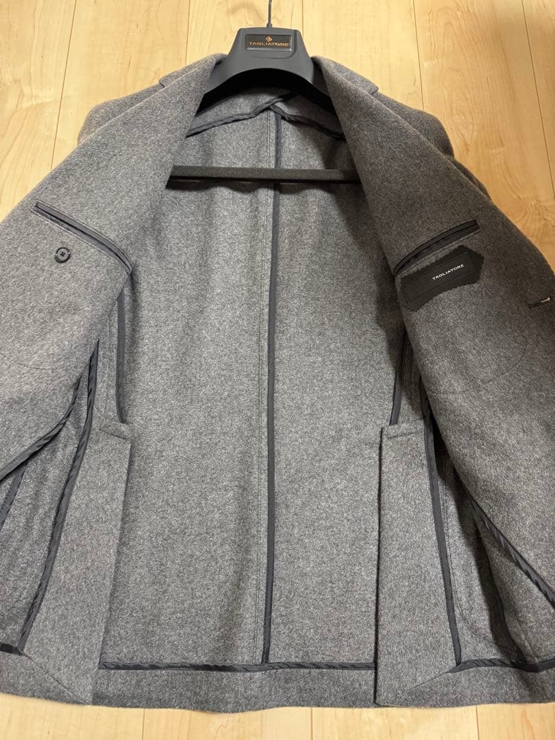 干場義雅44タリアトーレ モンテカルロ カシミヤ 100% グレー テーラード