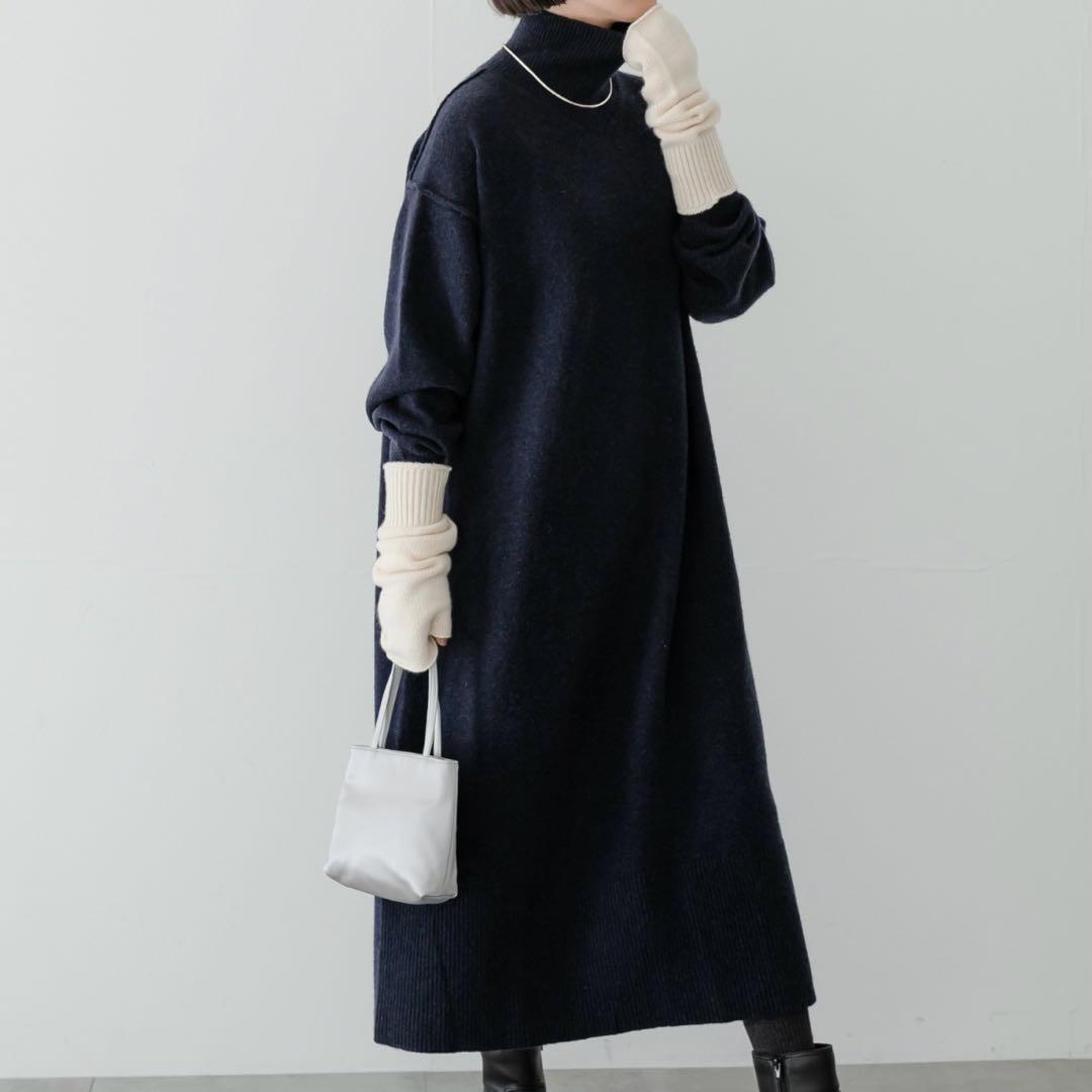 アーバンリサーチ タートルネックニットワンピース ベージュワンピースセット