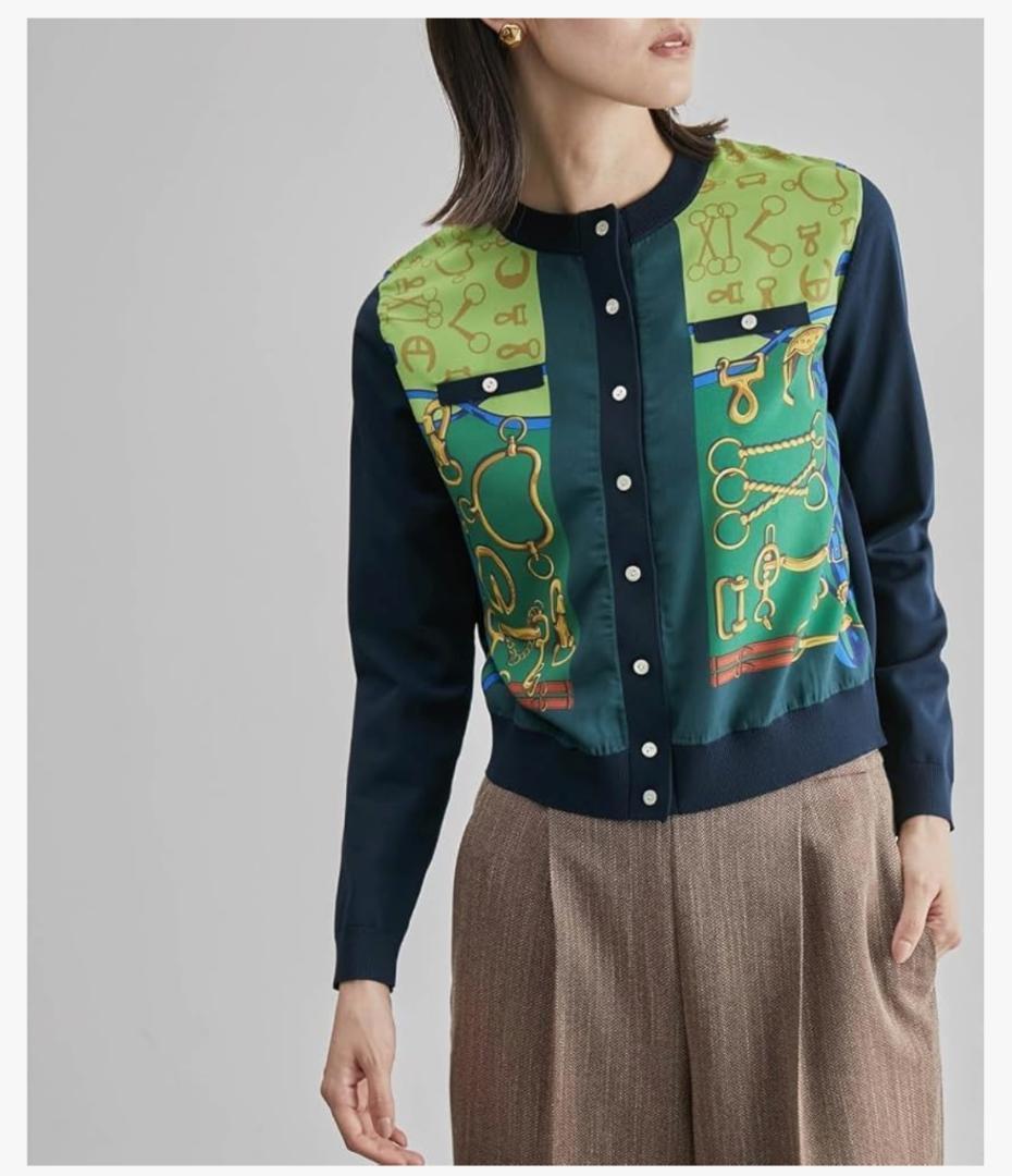 2023年　23AW商品　ロペ　ヴィンテージスカーフ柄　カーディガン 40