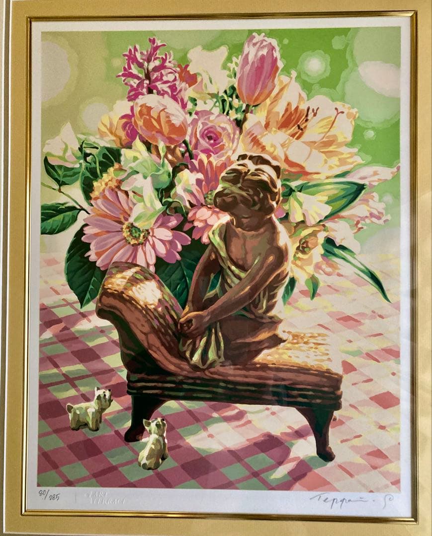 # 【真作保証品】笹倉鉄平『語らい』 額装シルクスクリーン版画