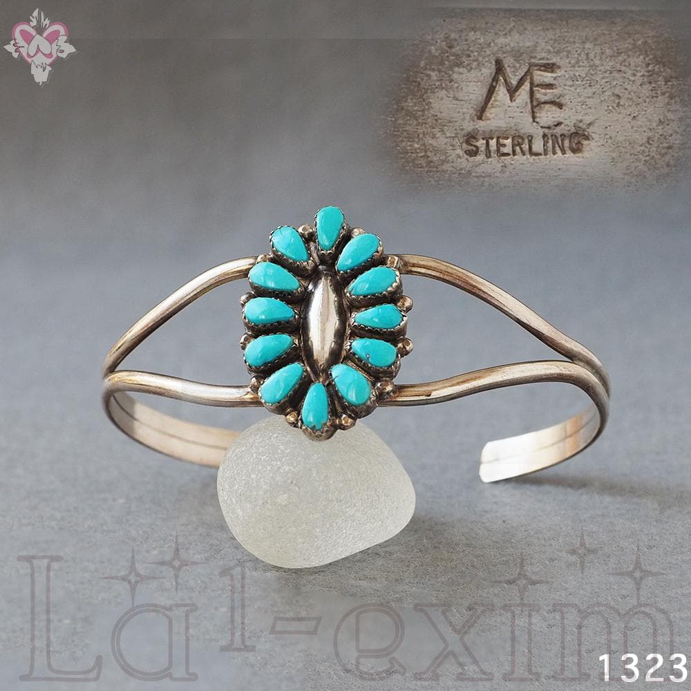 ターコイズ シルバー 刻印 ズニ インディアンジュエリー ブレスレット バングル