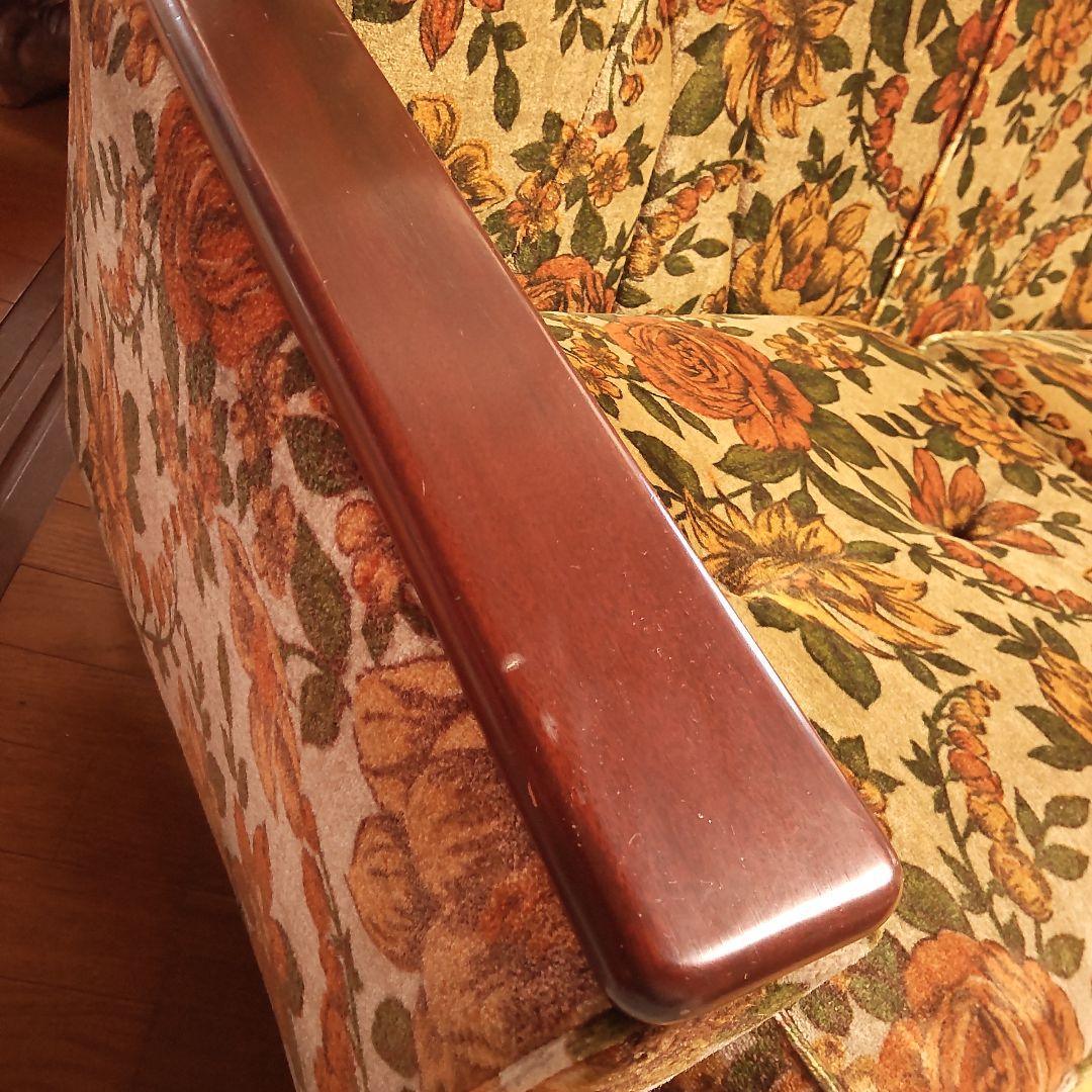 ぷ*ん様 昭和レトロ 花柄 2人掛け ソファ 大柄 モダン ふわふわ