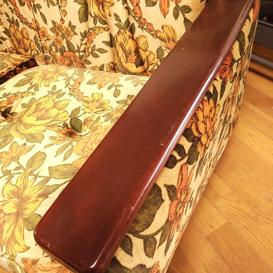 ぷ*ん様 昭和レトロ 花柄 2人掛け ソファ 大柄 モダン ふわふわ