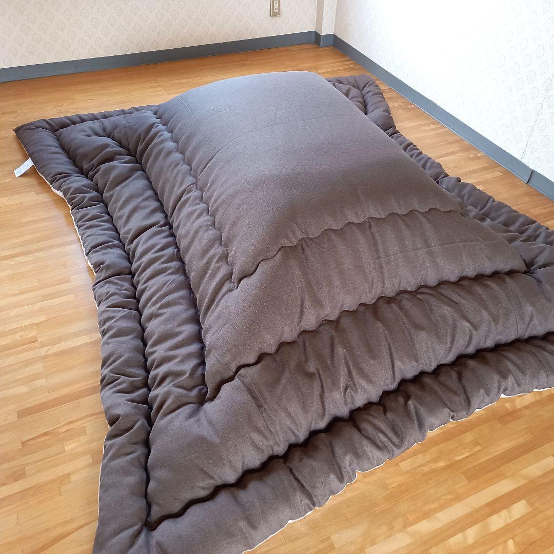 超撥水加工 厚手 厚掛け こたつ布団 大判長方形 ブラウン 清潔 安心 日本製⑨
