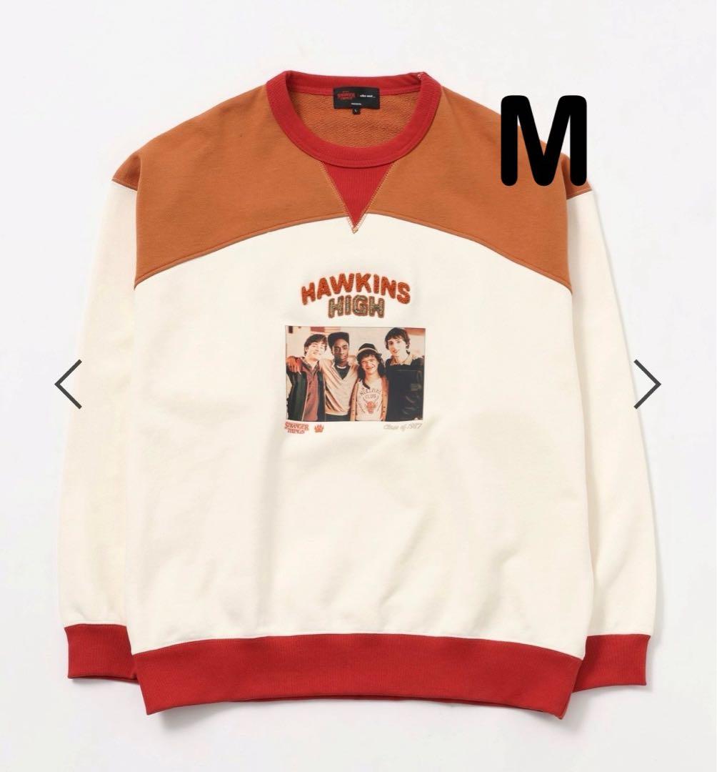 ◆新品◆【STRANGER THINGS】コラボ配色スウェット オレンジ M