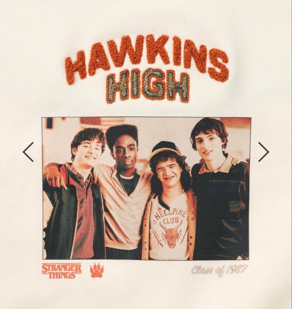 ◆新品◆【STRANGER THINGS】コラボ配色スウェット オレンジ M