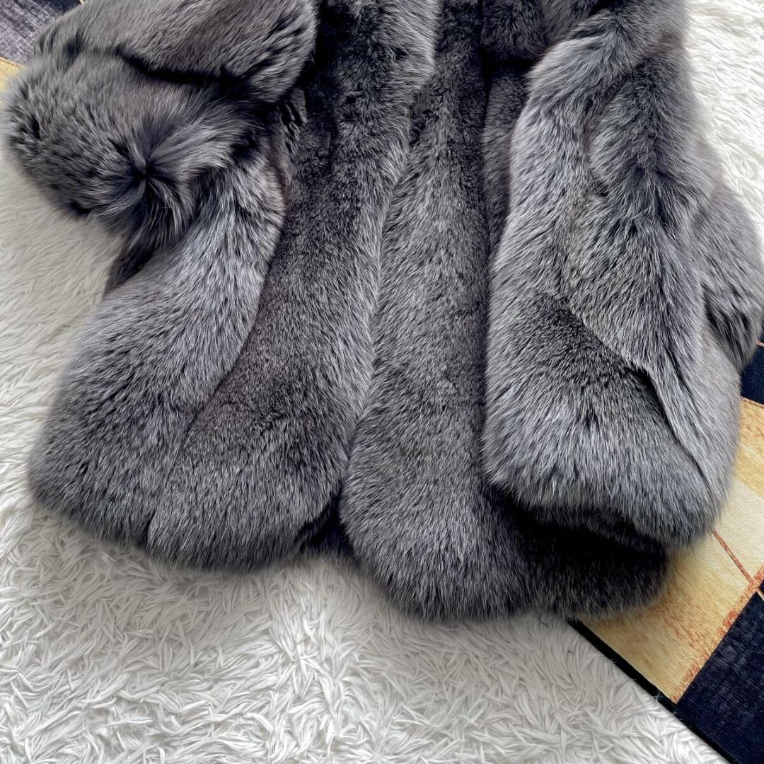 極肉厚◎/総78 染め/カラー フォックス ファーコート リアルファー 毛皮 L