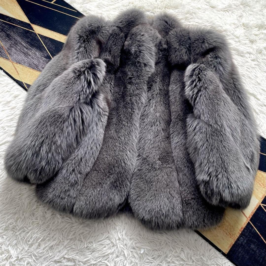 極肉厚◎/総78 染め/カラー フォックス ファーコート リアルファー 毛皮 L