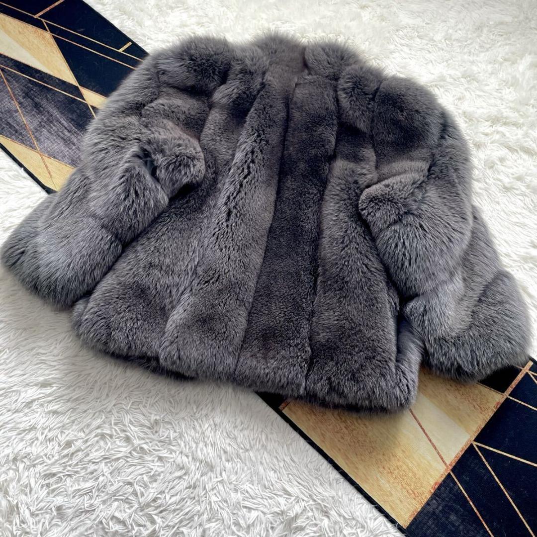 極肉厚◎/総78 染め/カラー フォックス ファーコート リアルファー 毛皮 L