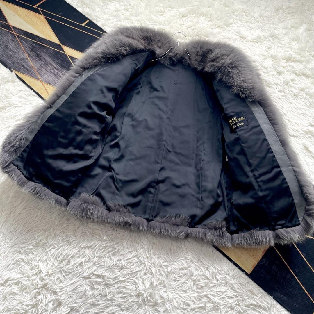 極肉厚◎/総78 染め/カラー フォックス ファーコート リアルファー 毛皮 L