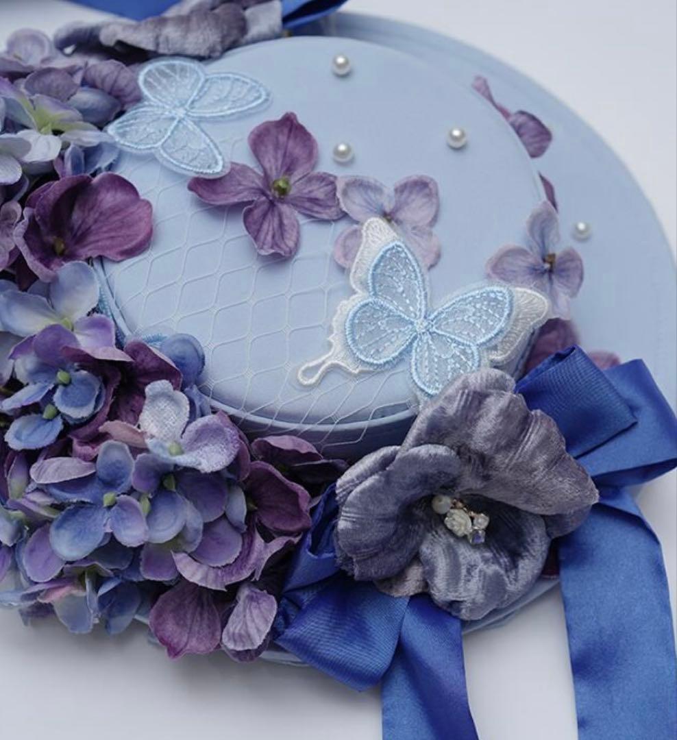 K*1様 星箱works カクテルハット　キャノティエ　花と蝶の刺繍付き帽子