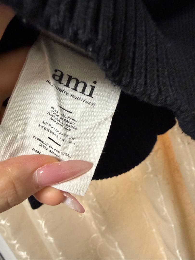 ami ネイビー カーディガン ハート刺繍　s