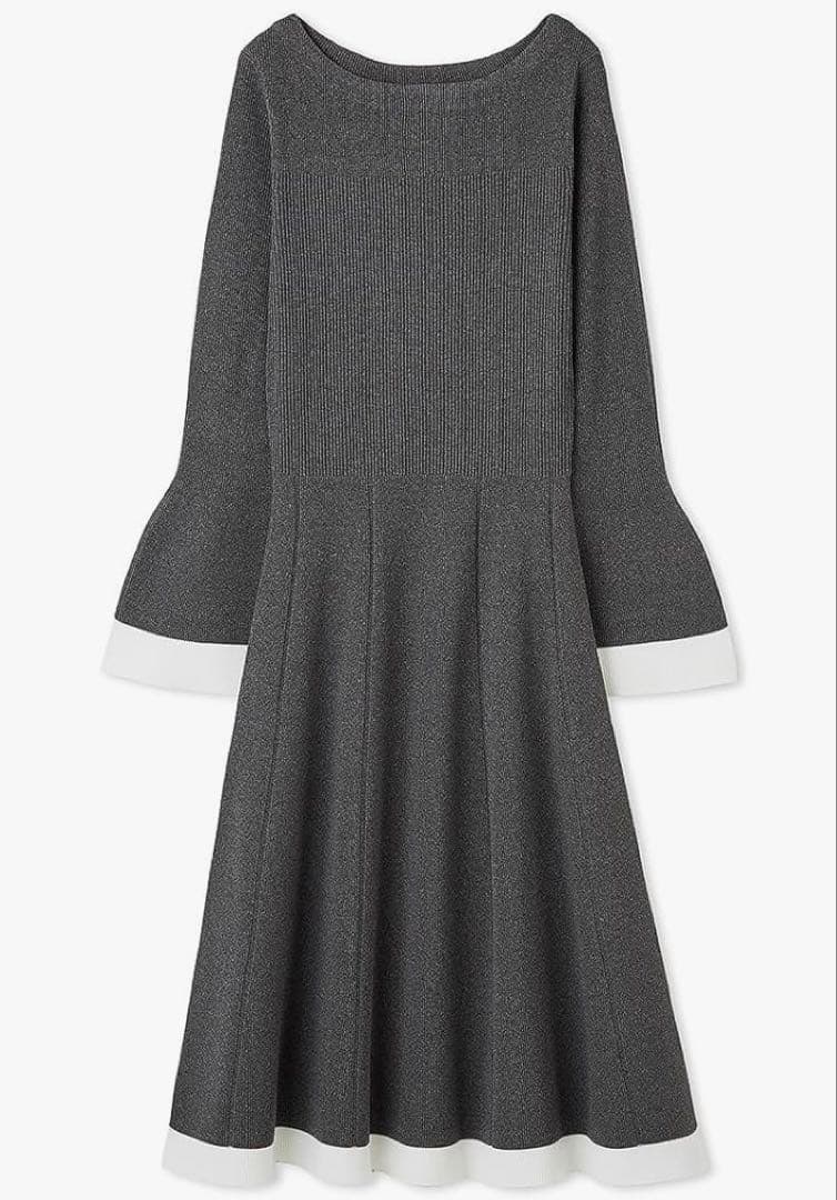 【新品未使用】CELFORD♪ベルスリーブホールガーメントワンピース GRY