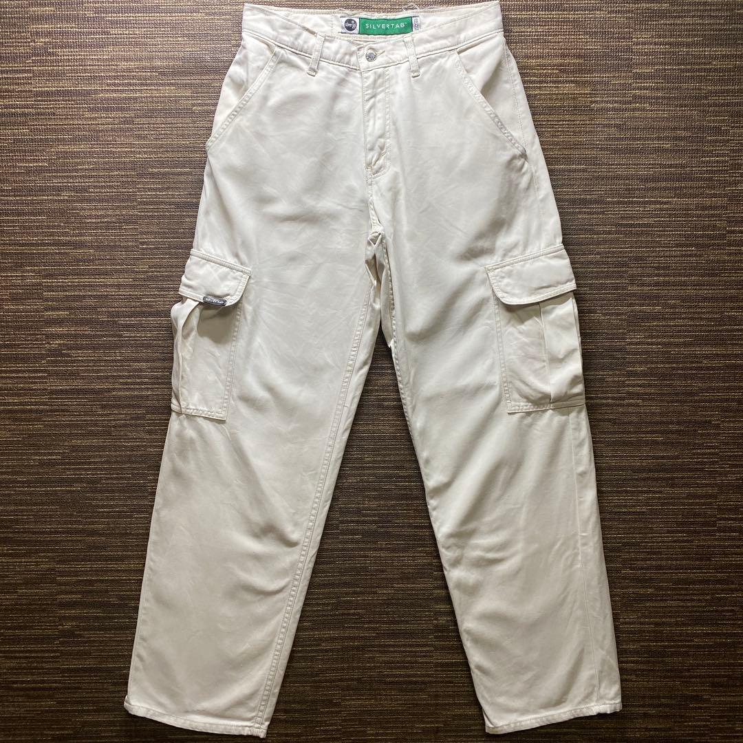 SILVERTAB カーゴパンツ ホワイト　90s 古着　Y2K W34相当