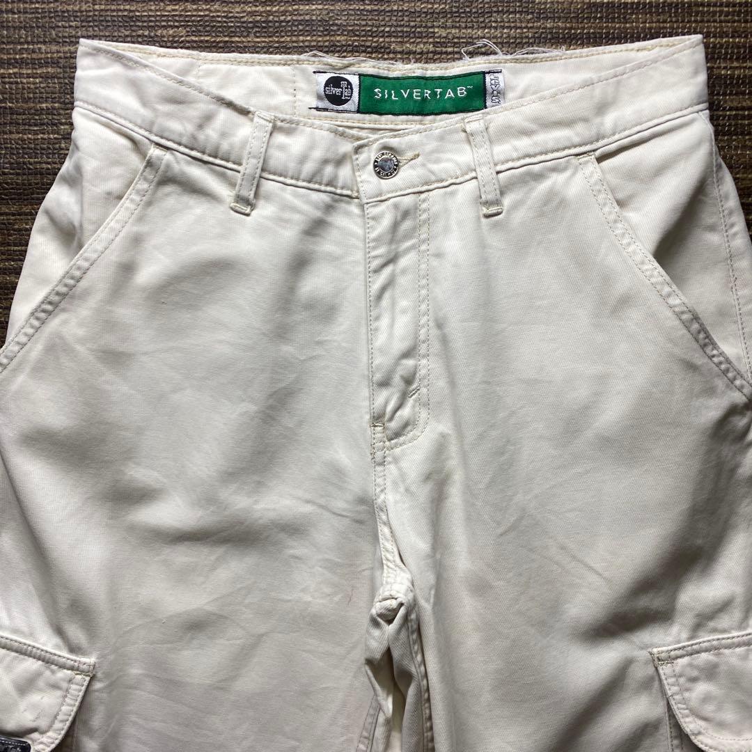 SILVERTAB カーゴパンツ ホワイト　90s 古着　Y2K W34相当