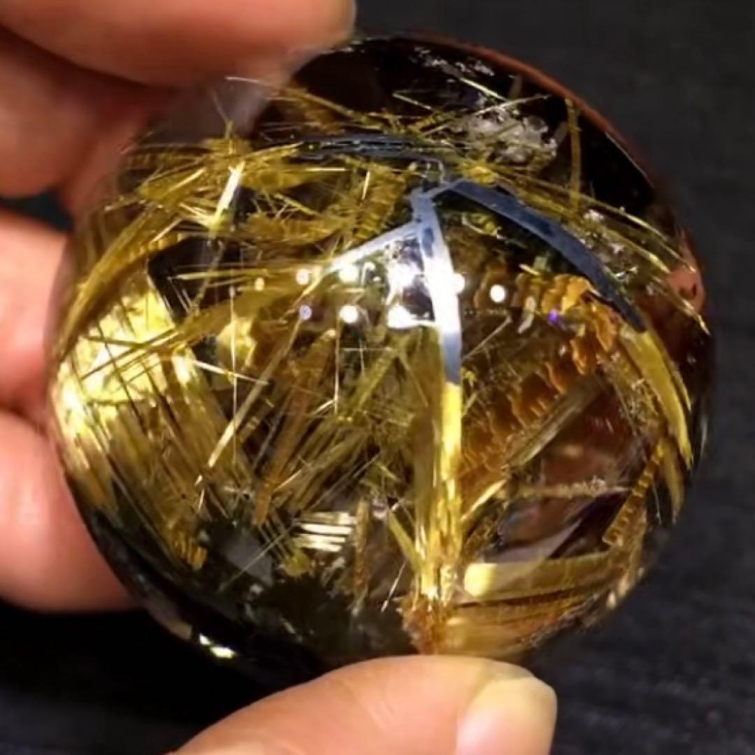 超絶綺麗✨40mm ゴールドタイチンルチルクォーツ　丸玉　スフィア　金針水晶