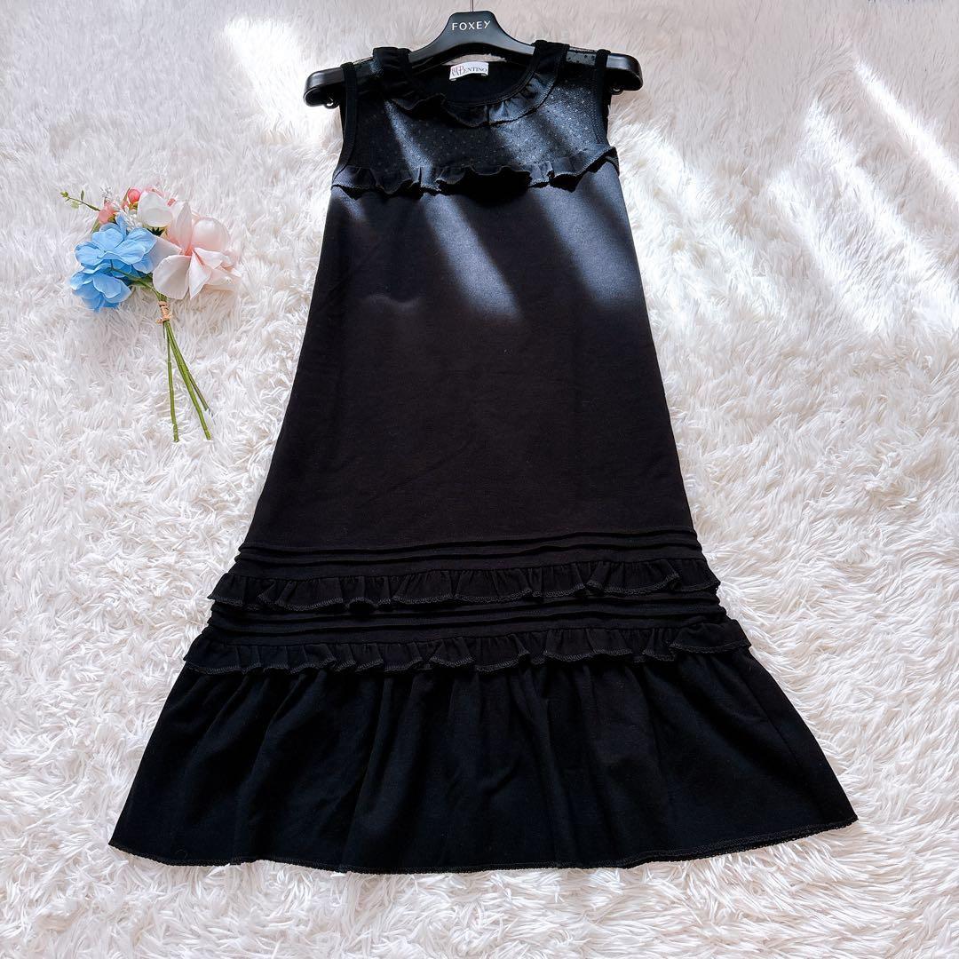 美品♡　レッドヴァレンティノ　フリル　ドット　シースルー ノースリーブワンピース