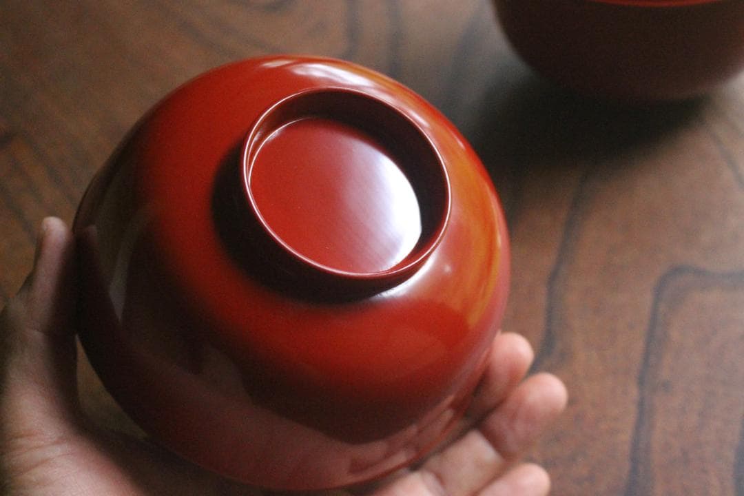 デッドストック！極上朱漆の美しい小丸椀（検輪島塗四つ椀懐石道具蒔絵椀