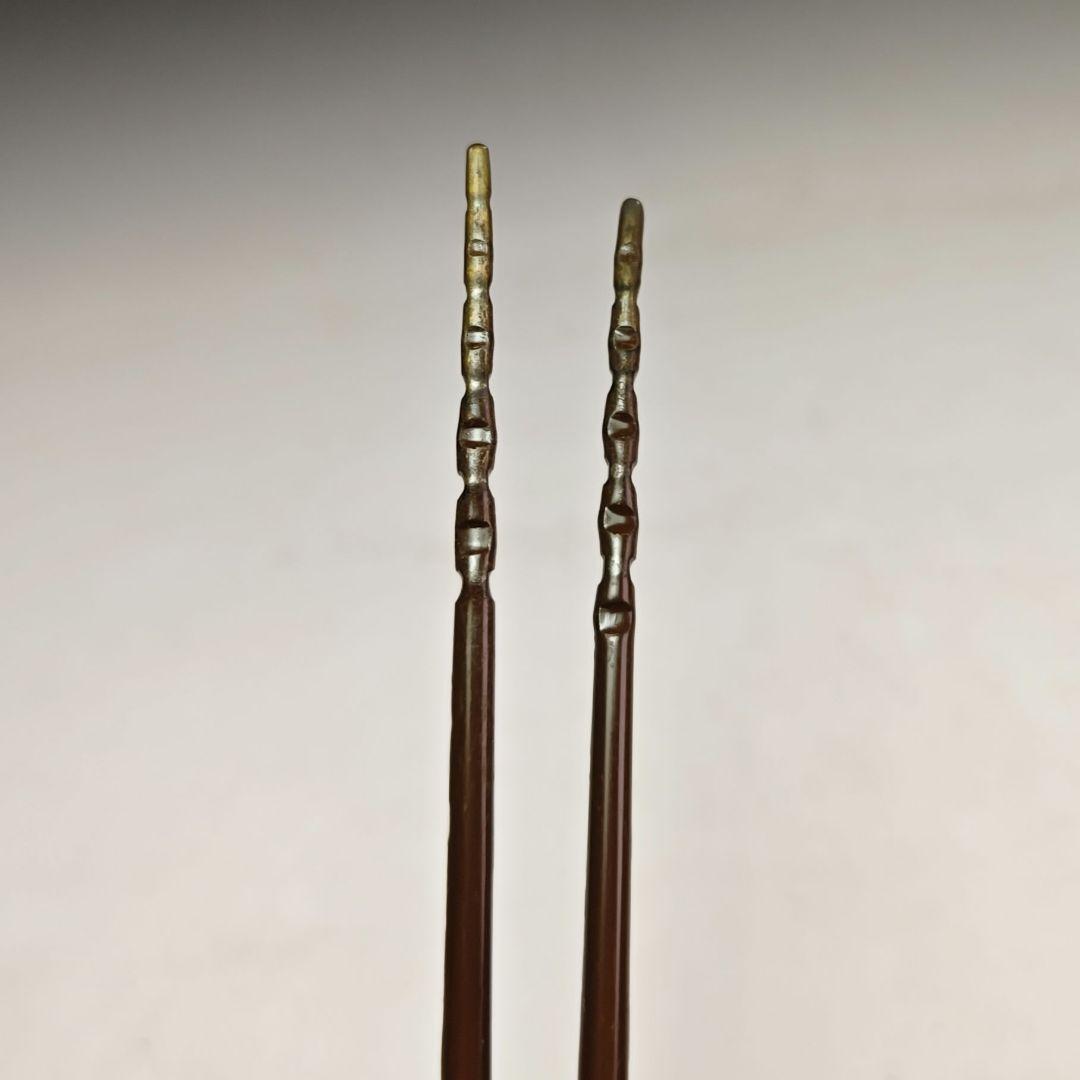 ウ213 火箸『金工師　木村清五郎』『鳥頭七宝金象嵌火箸　共箱』茶道具