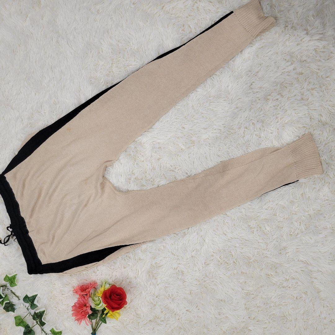 バルマン　ベージュ×ブラック　サルエル　ライン　ニット　パンツ　スウェット