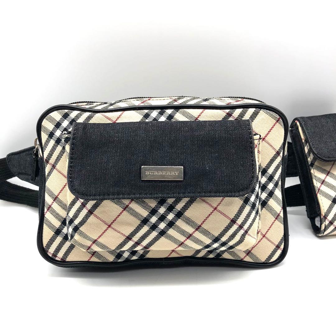 【希少】BURBERRY ボディバッグ ウエストポーチ デニム調 ノバチェック