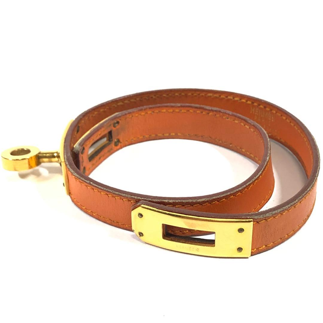 エルメス　ブレスレット　ケリー　ドゥブルトゥール　レザー×金属素材　バングル　箱