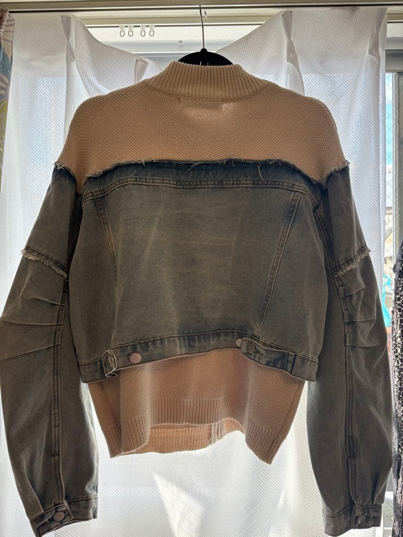 美品✨MICALLE デニムドッキングジップカーディガン ニット ブルゾン