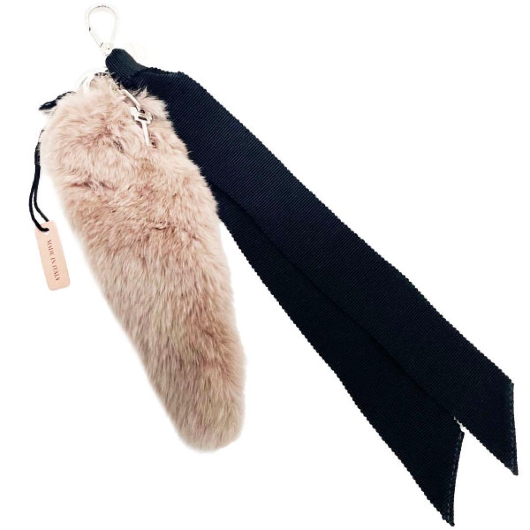 正規品 美品 ミュウミュウ ファー チャーム バッグ ラビット 【N14544】