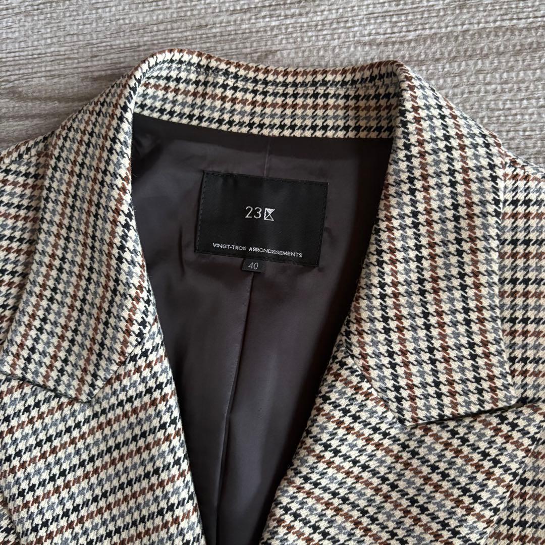 23区　杏さん着用ガンクラブチェックストレッチ ジャケット　サイズ40