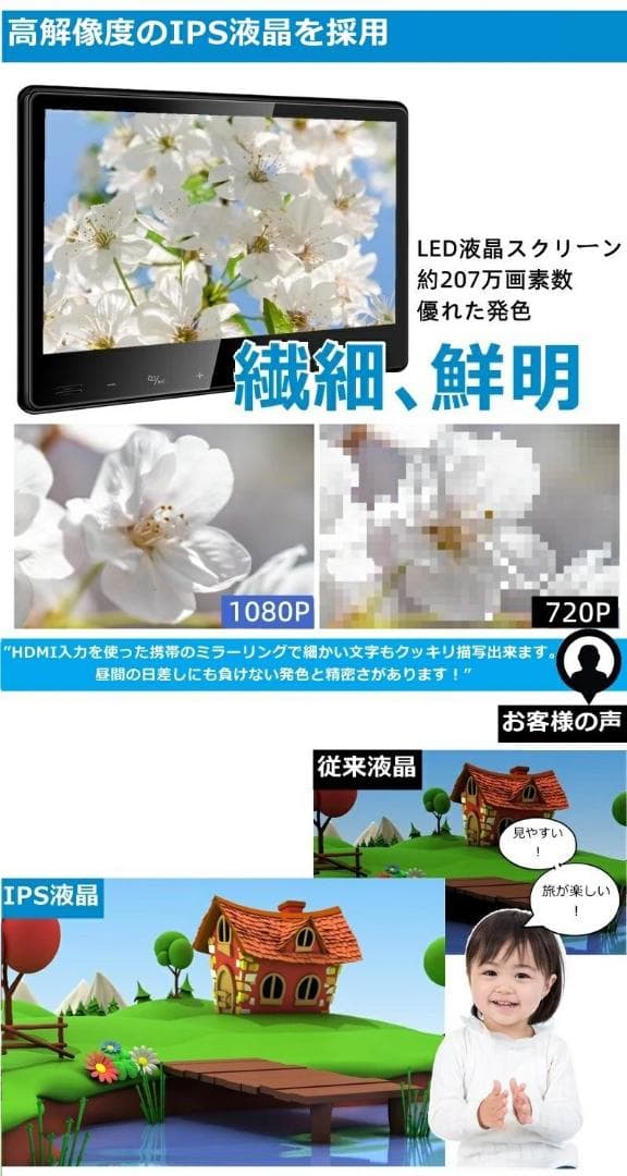 【期間限定★特別価格】DVDプレーヤー 10.6インチモニター 2台セット