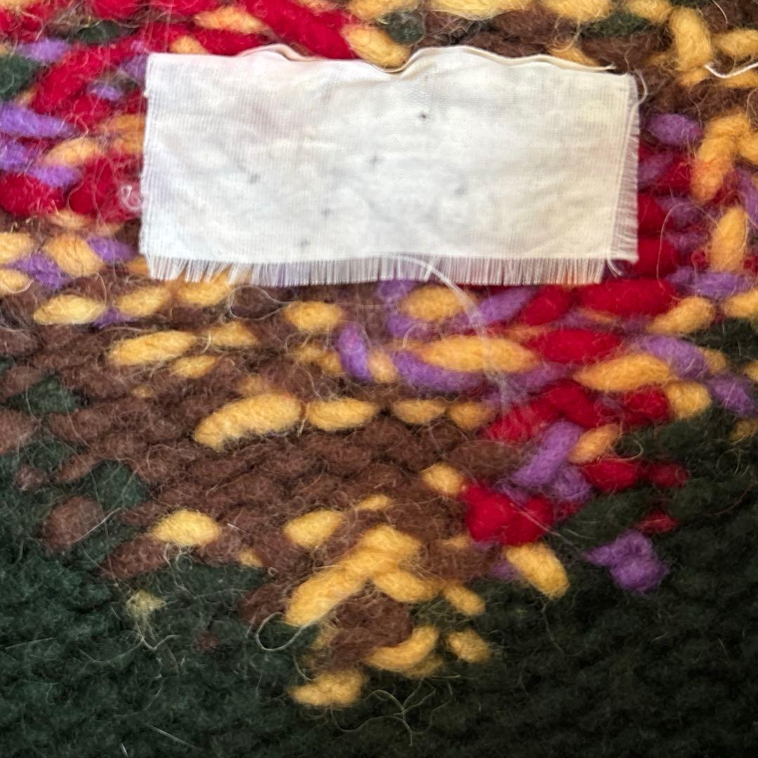 90s エクアドル　ニット　ヴィンテージ　ハート柄　花　バーズアイ